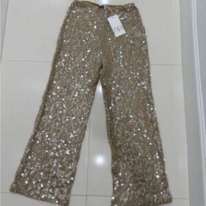 Zara Gold Sequin Trousers
